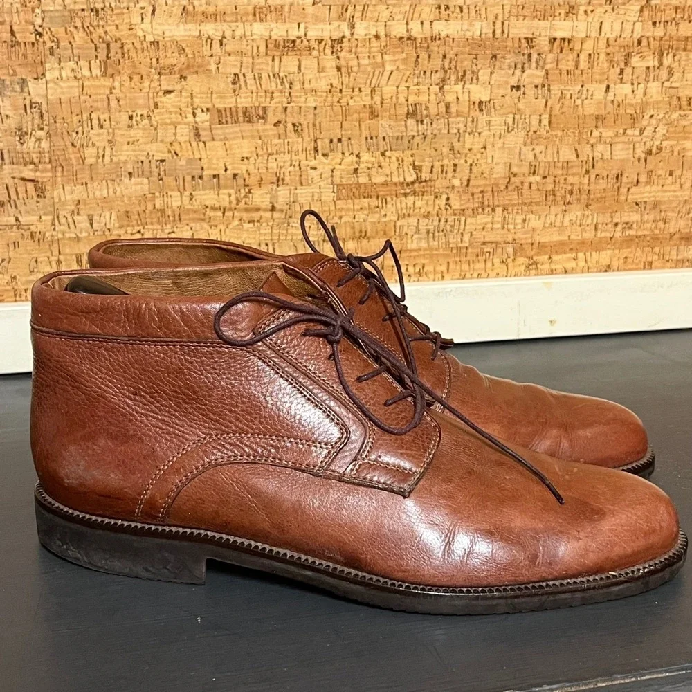 Johnston & Murphy‎ Mens Brown Leather Chukka Boots Size 10 M
